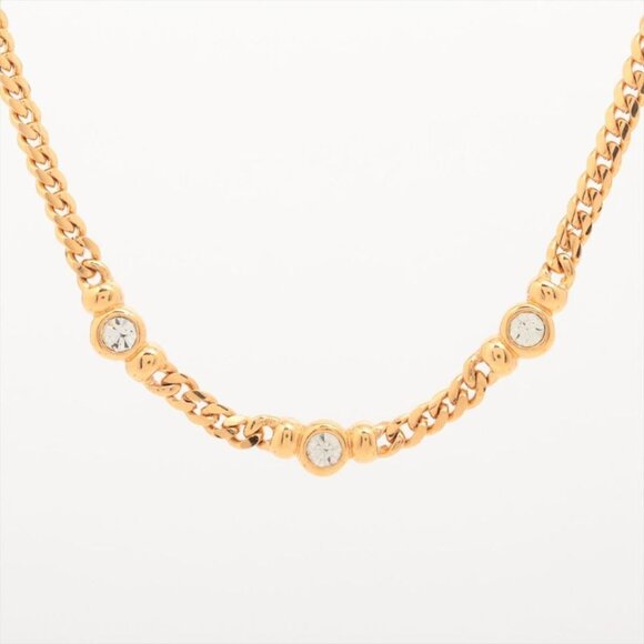 Christian Dior Necklace GP And Rhinestone Gold Germany